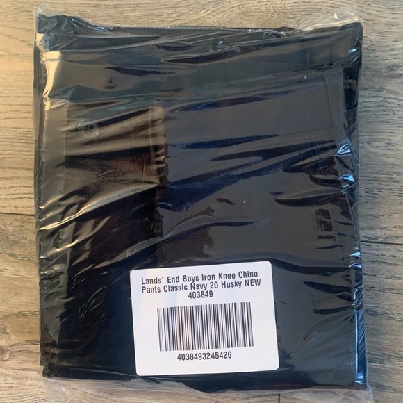 NWT LANDS' END BOY'S IRON KNEE WRINKLE RESISTANT CHINO PANTS CLASSIC NAVY - Picture 9 of 14